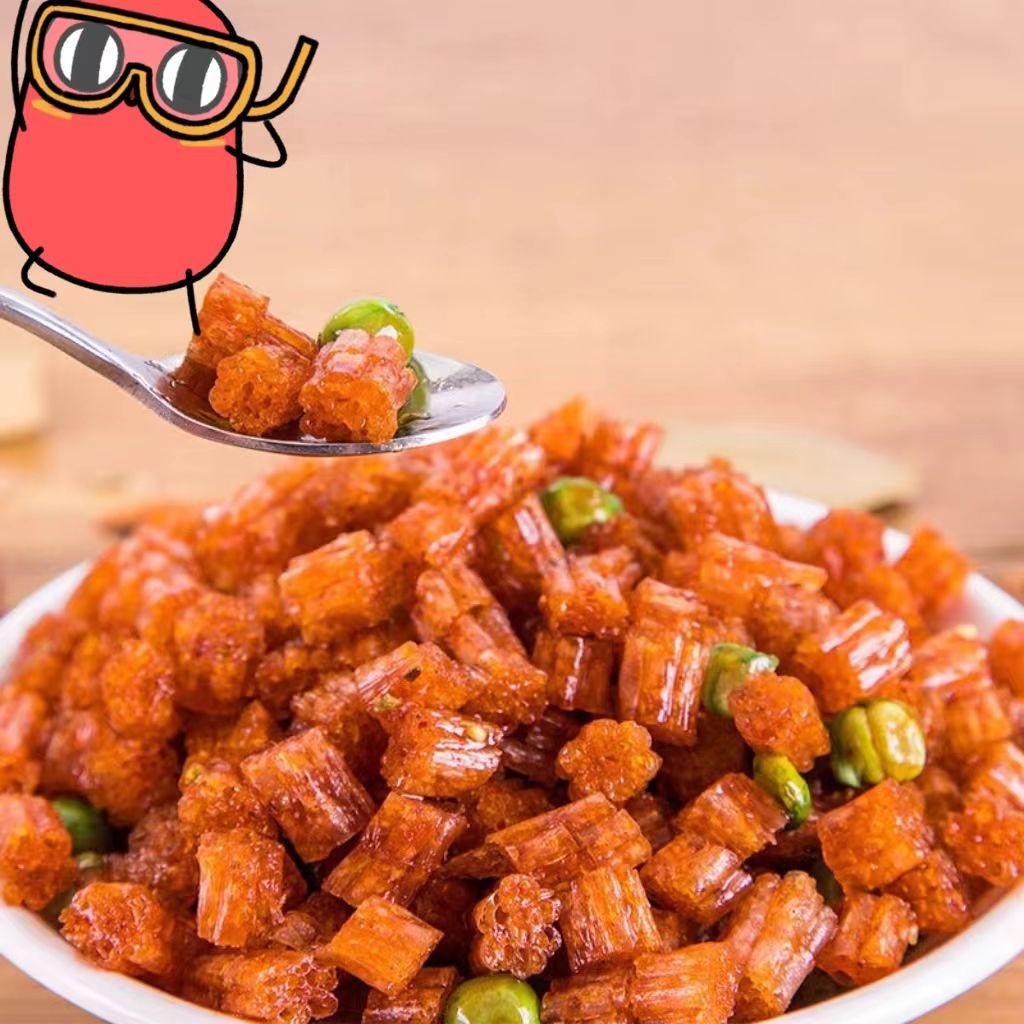 老式怀旧酒鬼青豆脆骨辣条儿时经典麻辣素肉小袋网红休闲面筋零食图片 1