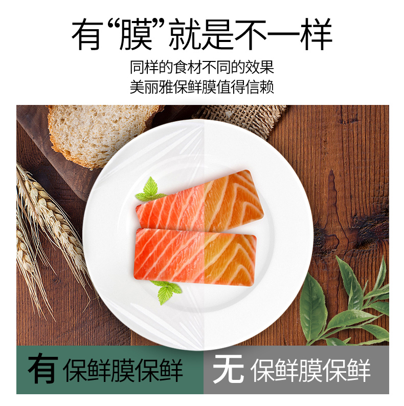 300米大卷保鲜膜免刀切美丽雅商用经济装点断式食品用手撕保鲜膜缩略图 2