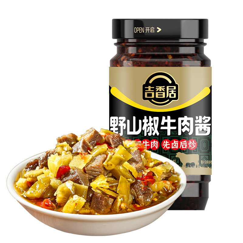吉香居野山椒牛肉酱拌面拌饭香辣辣椒酱类调料暴下饭四川风味菜图片 1