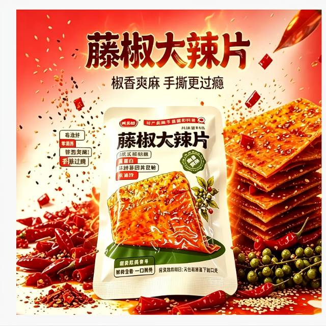 辣条脑袋集合!这个藤椒大辣片真的一口沦陷🌶️